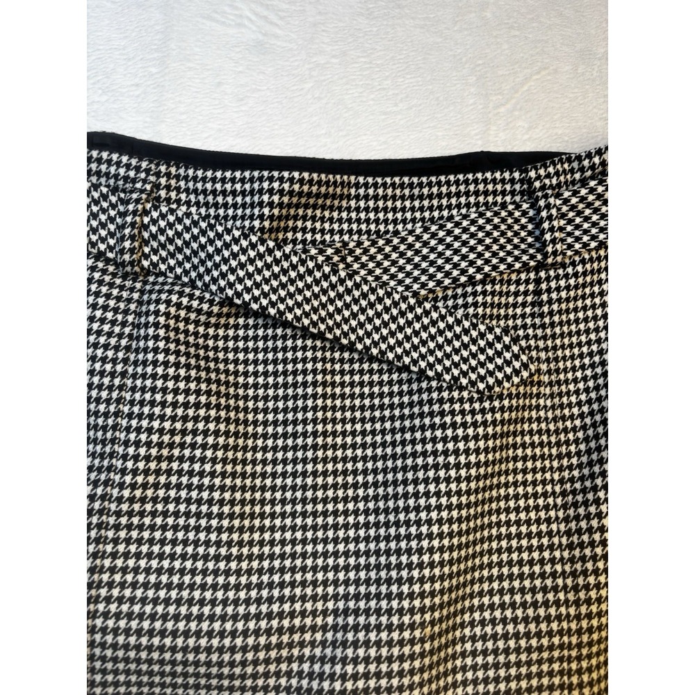 Talbots Skirt Hounds Tooth Black‎ & White Mini Stretch Women's 10 Belted Lined